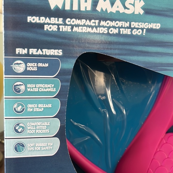 NEW IN BOX Body Glove Kids' Mermaid Fin with Mask Set Pink and Blue - Picture 7 of 8